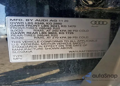 2021 Audi Q7 Premium Plus from USA, damaged, VIN WA1LXAF76MD021351